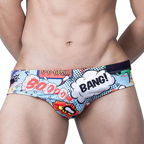 UXH Costume da Bagno Sexy da Uomo con Coppa Push-up Rimovibile Surf Balneazione Spiaggia, Blu, Large