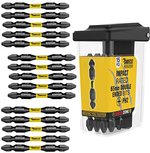 15 x SabreCut SCRPH26515B 65mm PH2 Magnetic Impact Screwdriver Driver Bits Set in a TIC TAC Box Double Ended Phillips Heavy Duty