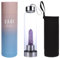 SAOI Crystal Water Bottle - Amethyst - Natural Wellness Healing - Glass/Stainless Steel