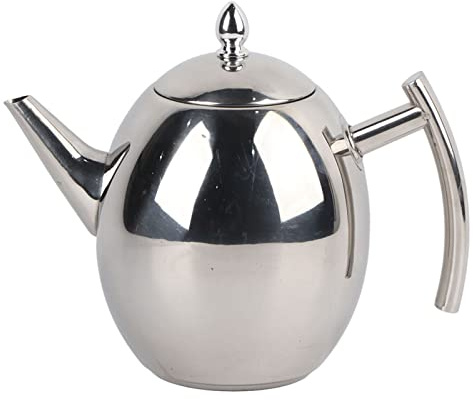 Ausla Théière en Acier Inoxydable avec Filtre Amovible et Couvercle, 1,5 L, Facile à Nettoyer, pour Maison, Hôtel, Restaurant et Bureau