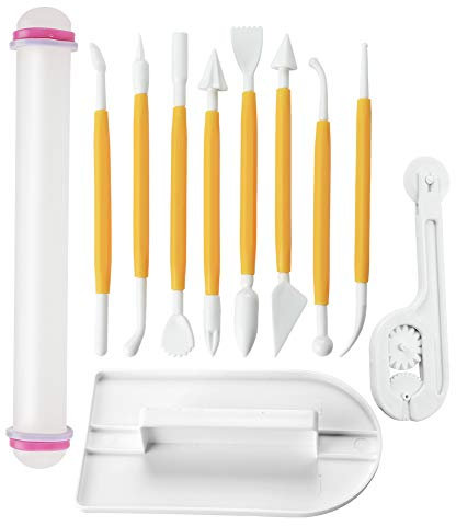 Soleebee 11 Pcs Outils de Modelage Fondant Outils De Décoration De Gâteau De Cuisson Décoration De Sucre Artisanal Outils De Glaçage Plongeur Flocon Set Coupe-Biscuits Accessoires
