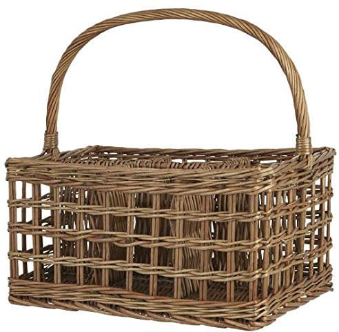 IB Laursen - Korb mit 6 Fächern und Henkel - Wollweide - Natur - länglich - 29 x 40 x 43 cm