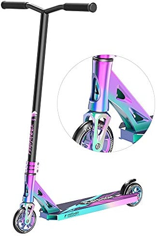 PLAYSHION Pro Stunt Scooter Freestyle Kickscooter für Erwachsene und Kinder mit 110mm Aluminum Kern Rollen 31 Zoll / 36 Zoll Höhe