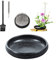WANDIC Pot de fleurs rond peu profond avec porte-fleurs de 4 cm - Décoration d'intérieur et kit d’Ikebana, noir à pois