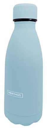 NERTHUS Bouteille Double Paroi en Acier Inoxydable Motif Chaud et Froid Bleu Pastel 350 ML sans Bpa 18/8