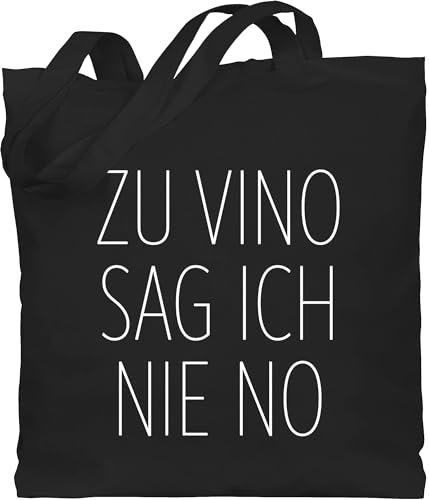Baumwolltasche - Sprüche Statement mit Spruch - Zu Vino sag ich nie No weiß - Unisize - Schwarz - weinhandtasche beutel+mit+sprüchen+lustig sprueche wein beutel geschenke für weintrinker