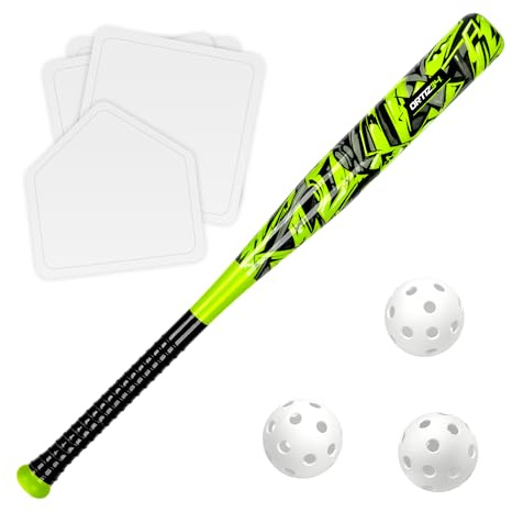 Ortiz34 Grand Slam Set- Graffiti Plastic Bat, 3 Balls, 4 Throw Down (Volt)