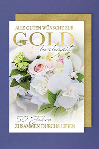 Gold Hochzeit 50 Karte Grußkarte Zusammen durchs Leben Golddruck 16x11cm