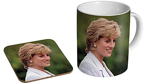Princess Diana Fantastic Colour Ceramic Coffee MUG + Coaster Gift Set …