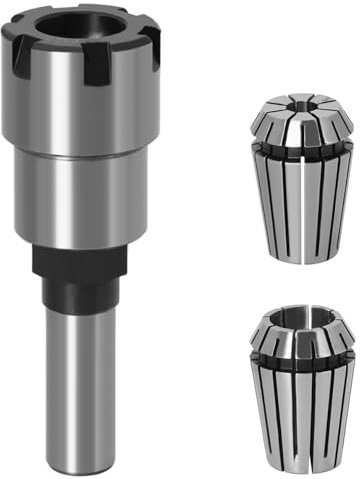 Mesee 1/2'' Shank ER20 Router Collet Extension Chuck Adapter with 1/4'' & 1/2'' ER20 Spring Collet Set Milling Cutter Bit Chuck Extender Rod Woodworking CNC Milling Bits Rod Holder