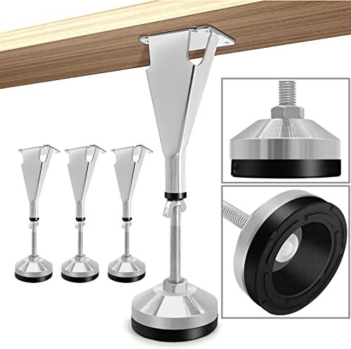 3 Stück Bettgestell-Lamellenstützbeine, Stahl-Bett, Schwerlast, verstellbare Höhe, Stützfüße, Holz-Möbelfüße (4)