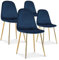 INTENSE DECO Lot de 4 chaises Bali Velours Bleu Pieds doré