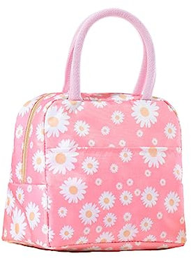 Elionless Insulated Lunch Bag, Portable Thermal Lunch Bags Cooler Bag Lunch Box Organizer Tote Bag for Women Adults Kids Girls Work School Picnic Camping Travel (Daisy Pink)
