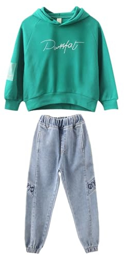 amropi Mädchen Bekleidungsset Hoodie Sweatshirt Jeans Hose Jogginganzug Trainingsanzug for 3-15 Jahre