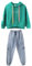 amropi Mädchen-Trainingsanzug mit Kapuze und Jeans, 2-teiliges Bekleidungsset für 3-15 Jahre, grün, 9-10 Jahre