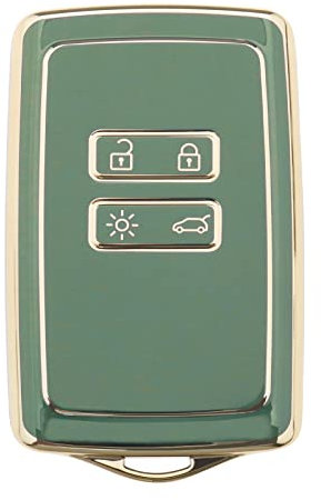 Coque de Clé de Voiture Remplacement Compatible avec Renault Clio/Espace 5/Master Bus/Talisman/Megane (IV/4) Coque de Porte-clés en TPU, Vert