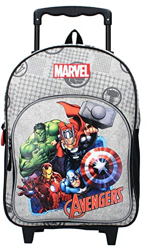 SCOOLSTAR Trolley Rucksack Avengers Safety Shield Rucksacktrolley 13L | Rolly Schulrucksack Trolley Rucksack | Rucksack mit Rollen