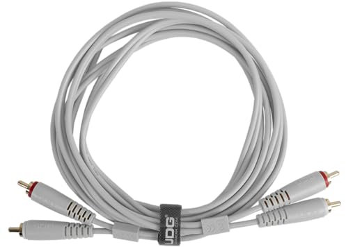 UDG Juego de cables de audio RCA - RCA blanco recto 1,5 m, compatible con todos los dispositivos de conector a conector