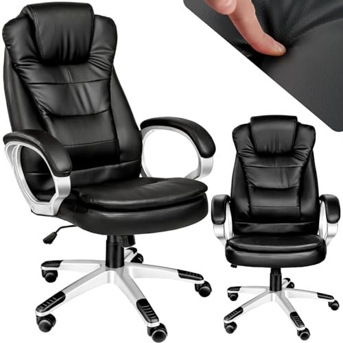 TecTake® Chaise de Bureau Chaise Gaming Fauteuil de Bureau Fauteuil pivotant Design, Siege Ergonomique, Fauteuil avec Accoudoirs, Appui-tête rembourré, Hauteur réglable, Roulette Teletravail