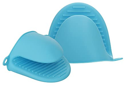 kwmobile Mini Guantes Silicona para Ollas (Set de 2) - Manoplas Resistentes al Calor para Sartenes, Fuentes de Horno - Azul Claro