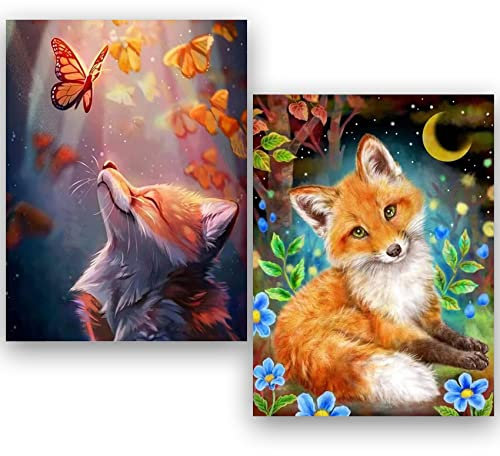 Daisen Art 2 Pack Foxes Diamond Painting Kits for Adults Beginners-Fuchs Diamond Art Kits for Adults,DIY 5D Diamant Painting Set for Gift Home Wall Decor(30x40CM)