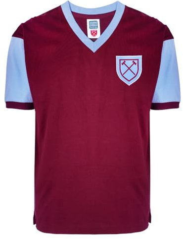 Score Draw West Ham United 1958 No 6 Retro Football Shirt Claret/Sky XXX-Large Cotton