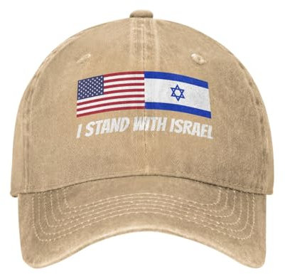 Oudrspo I Stand with Israel USA American Flag Support Israeli Cowboy Hat Men Vintage Baseball Cap Women Trucker Hat Black