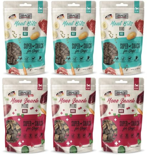 Mac's Dog Gesunde Snacks für Hunde, 6 x 120 g, sortiert (3 x Kalb x 3 x Pferd)