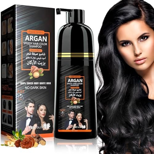 Ofanyia Schwarzes Haarfärbeshampoo - 3 in 1 Grauhaarabdeckung für Frauen und Männer, Kräuterinhaltsstoffe, Sofortige Haarfarbe, 420ML/14.2FL.OZ (Naturschwarz)