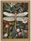 Gerahmte Vintage-3D-Wandkunst – dunkelgrüne Libellen, Wanddekoration, handgezeichneter Sandstein, Natur, botanische Bilder für Wohnzimmer, Schlafzimmer, Heimdekoration, 30,5 x 40,6 cm