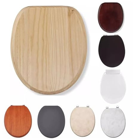 MDF Toilet Seat - Universal Adjustable Fit for Most Toilets - Oval, Grey