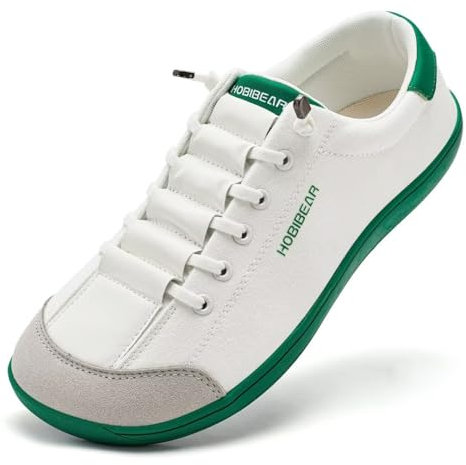 HOBIBEAR Barefoot Shoes Women Mens Minimalist Outdoor Sneakers Breiter Zehenbox und Zero Drop Solhe Weiß Grün EU 42