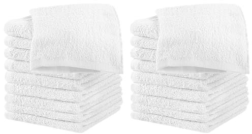 Il Gruppone Passione Casa Set 20 Pezzi Lavette Asciugamani Viso Mani 100% Cotone 490 gsm 30x30 Cm Bagno Bidet Vari Colori Morbide Assorbenti Asciugamano Spugna Ospite - Bianco - 30x30 cm