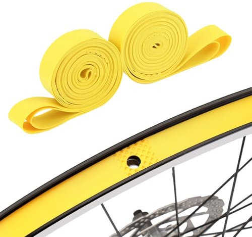 2 Pieces Road Bike Tyre Liners Bicycle Tire Liners, Mountain Bike Inner Tube Protectors Bicycle Tube Flat Protectors, Anti-Puncture Inner Tube Protection Tapes Compatible with 700 C (Yellow)