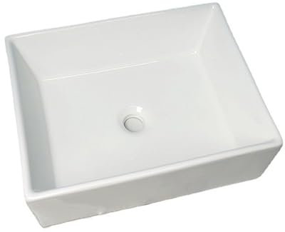 CLARISSABEL Lavabo de Salle de Bain Vasque à Poser Lavabo en céramique for Balcon, Maison Moderne et Minimaliste, Salle de Bains, lavabo carré à Fond Plat, comptoir