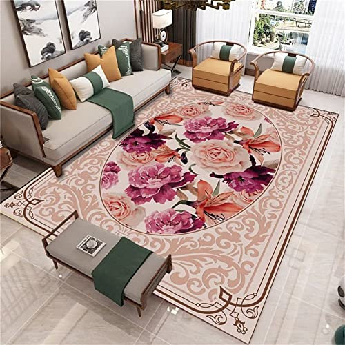 Tapis de chambre à coucher pour chambre à coucher, style imprimé rose rouge, super doux, lavable, accessoires de chevet, tapis de chambre pour garçon, 80 x 200 cm (rose rouge 50 x 80 cm (20 x 31 pouce