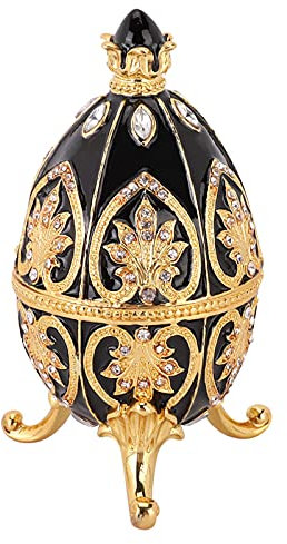 CaCaCook Ornament-Schmuckkästchen 13×9×8 Stahl-Ei-Ornament Ostern Einzigartiges Diamant-Ei-Ornament Im Königlichen Stil Zur Dekoration