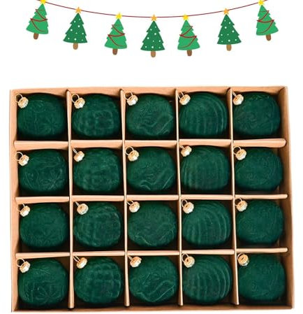 Nybhyjka Set Di 20 Palline Floccate, In Velluto Vintage Rosso E Oro, Decorazione Per Albero Di Natale Floccata Bordeaux,Ornamenti Floccati Per Albero Di Natale,Palline Di Natale Appese Per La Decoraz