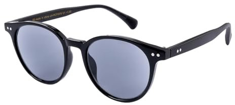 OKH Unisex Klassischer Stil Runde Sonnenbrille Lesebrille Vintage Outdoor UV400 Linse Lesebrille für Männer und Frauen (Schwarz/Grau 1,5+)