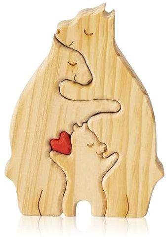 BRTNUP Bärenfamilie Holzpuzzle, Bären Familienpuzzle aus Holz, 3 Bären, Holzbären Familienpuzzle, 3 Holzbären für Familie Jubiläum Geburtstag Geschenke