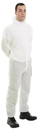 SUPREMETTF SUPREMELY TOUGH Mens Zip Fasten Durable Workwear Coveralls All-in-One Boiler Suit Type 5/6 Overall Dungarees Work Utility Uniform for Garage Carpenter Garden Mechanic (1, White, XL)