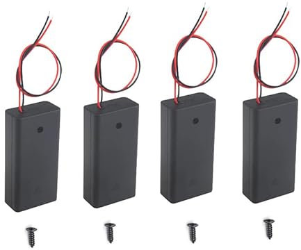 BKAEIMSTWR 8PCS 2AAA Battery Holder with Switch and Screws, 2 x 1.5V AAA Battery Holder Case with Wire and ON/Off Switch and Cover