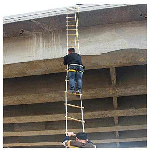 GAGULHAH Escalera de Cuerda de 3 Metros, Escalera de Madera para Exteriores de Gran altitud, Escalera de Emergencia para trepar árboles, Escalera de Escape Antideslizante contra Incendios