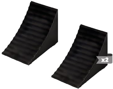 EBER SIGN Pack 2 - Calzos de Rueda de Caucho para Coche y Furgoneta – Tope Rueda Garaje, Calzos Coche y Cuña Coche Resistente al Clima - 250x160x190mm