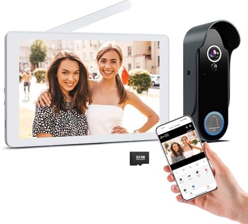 Bvavo - Kabellose Video-Gegensprechanlage, 1080P WiFi Video Türklingel mit Monitor, Video-Gegensprechanlage mit 8-Zoll-Touchscreen, Bewegungserkennung, Keine monatliche Gebühr