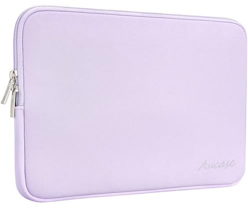 Aucase 15 15.6 inch Laptop Sleeve Leather Case, Water Resistant Puffy Protective Laptop Bag for Macbook Air 15 inch/Macbook Pro 16 inch/HP/LENOVO/ACER/ASUS/DELL Chromebook Matebook 15.6