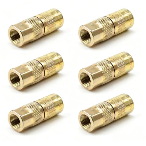 SHENGYIG 6 Pièces Embouts de Pompe à Graisse, Buse Plate en Laiton Zingué, Antirouille et Résistant à l'Usure, Compatible avec la Plupart des Pompes à Graisse