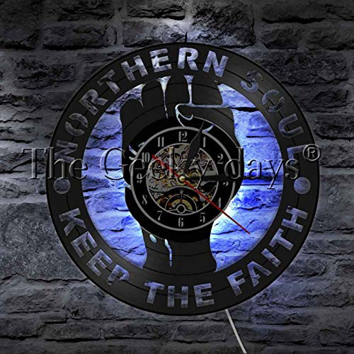 JPXXFM Northern Soul Keep Faith Vintage Vinyl Record Wall Clock Home Decor Art Wall Clock Time Clock Handmade Design Gift