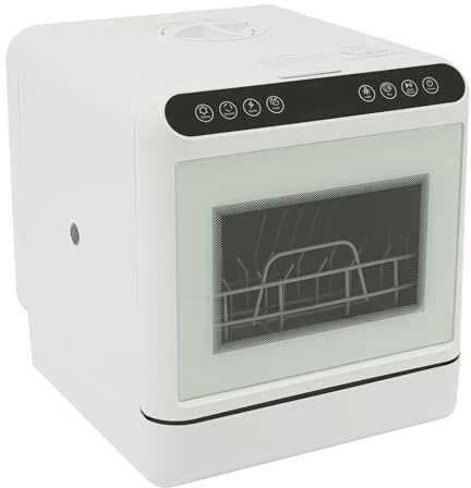 Lave-Vaisselle Compact, Lave Vaisselle Table Portable, 4 Modes De Lavage, Séchage Chaud 72h Stockage, Pour Petit Appartement Camping Car Studio, Grand Réservoir 6L, 41x46x46cm
