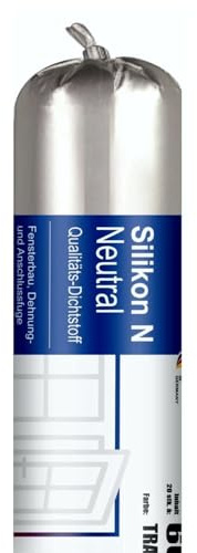 Ravensberger Chemie Silikon N Bausilikon transparent - Folienbeutel – neutralvernetzend für Fenster- & Bauanschlussfugen, Glasversiegelung & Dehnfugen – sehr gut verarbeitbar - 1x 600 ml
